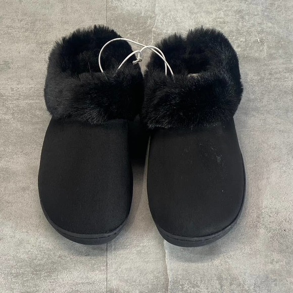 Nordstrom Rack Women's Black Holly Faux-Fur Round-Toe Slip-On Clog Slippers SZ S - Picture 5 of 14